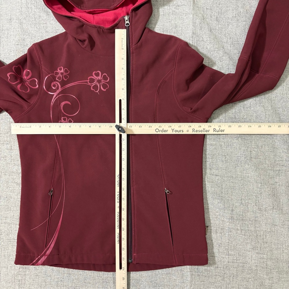 Kuhl Softshell Jacket Women Small Burgundy Heart Floral Embroidered Hooded - Picture 4 of 10